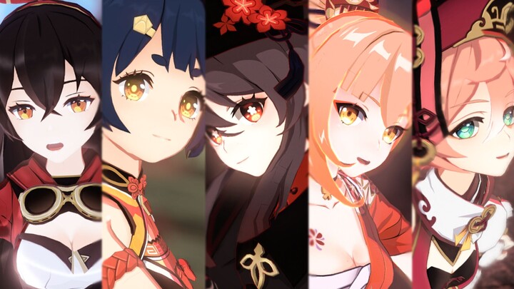 [Genshin Impact MMD]🔥 Suka gadis api di 1 0 5 ℃🔥 [Walnut·Xiaogong·Xiangling·Amber·Yanfei]