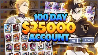 100 DAY $25000 ACCOUNT REVIEW! ONE OF *THE BEST* ACCOUNTS IN BCM! | Black Clover Mobile