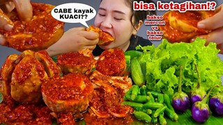 PEDAS MENYALA⁉️ BAKSO SAMBAL MERCON EKSTRA CABE RAWIT LALAPAN MENTAH TANPA NASI