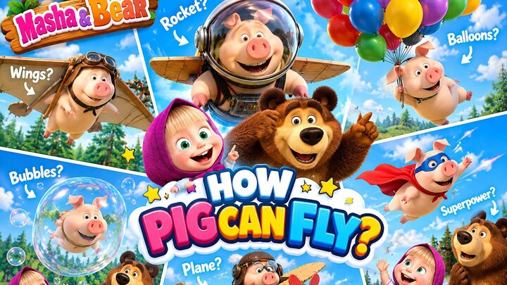 🐷 PIG CAN FLY?! 😂🚀 | Masha & Bear Try Every Flying Trick! | Funny Cartoon