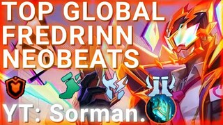TOP GLOBAL FREDRINN | NEOBEAST SKIN GAMEPLAY BEST BUILD AND EMBLEM | MOBILE LEGENDS