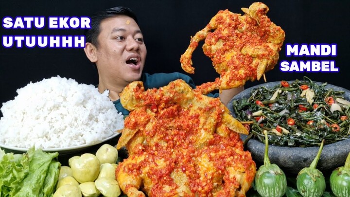 GAK PERNAH BOSEN⁉️ MAKAN JENGKOL MUDA MENTAH SATU EKOR AYAM UTUH SAMBEL PEDAS TUMIS KANGKUNG NIKMAT