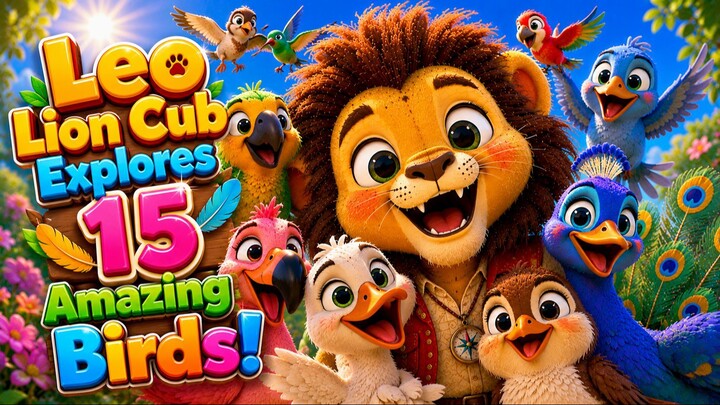 Leo Lion Cub Explores 15 Amazing Birds! | Learn Bird Names | Fun Educational Song
