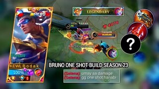 BRUNO ONE SHOT BUILD SEASON 23 | BRUNO BEST BUILD AND EMBLEM MLBB