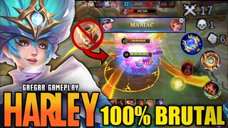 MANIAC!! "ONE SHOT" HARLEY BEST BUILD IN 2022 | BUILD TOP 1 GLOBAL HARLEY MLBB