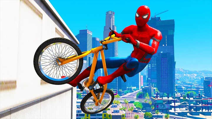 GTA 5: Spiderman Epic Bike Jumps #9 - Spider-Man Stunt & Fails, Gameplay -  Bilibili