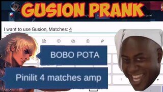 GUSION PRANK | FAKE WINRATE PRANK | MLBB