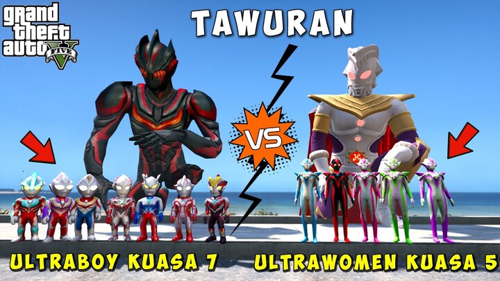 ULTRAWOMEN KUASA 5 BERTARUNG MELAWAN ULTRABOY KUASA 7 , KOTA HANCUR LEBUR - GTA V UPIN IPIN