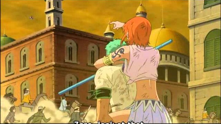 Luffy catches Vivi