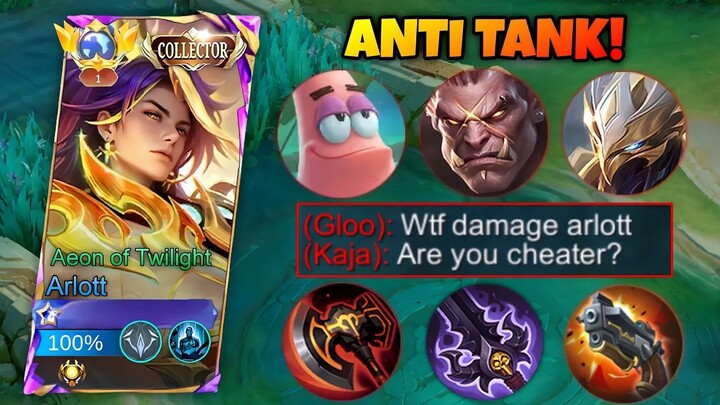 ARLOTT NEW SECRET TRICK TO DOMINATE TANKY ENEMIES!! BEST ARLOTT BUILD & EMBLEM - MLBB