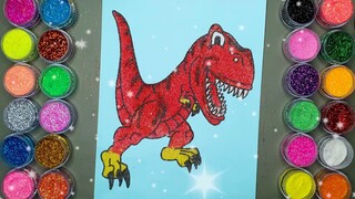 Khủng Long Bạo Chúa Tyrannosaurus  ✍ Vẽ Và Tô Màu Tranh Cát Động Vật 🎨Học Màu Sắc | Heo Xinh