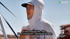 Besides completing his first crack climb, Wang Yibo also tried highline slacklining!