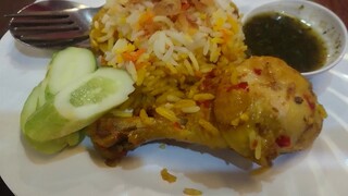 Muslim Food ข้าวหมกไก่ ข้าวหมกแพะ ร้านไก่ย่างจีระพันธ์ พระราม9 Chicken Biryani with green chutney