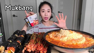 퇴근후 틈새오모리김치라면 먹방!!Korean Food Spicy Noodle,Kimchi,kimbap Mukbang eating show