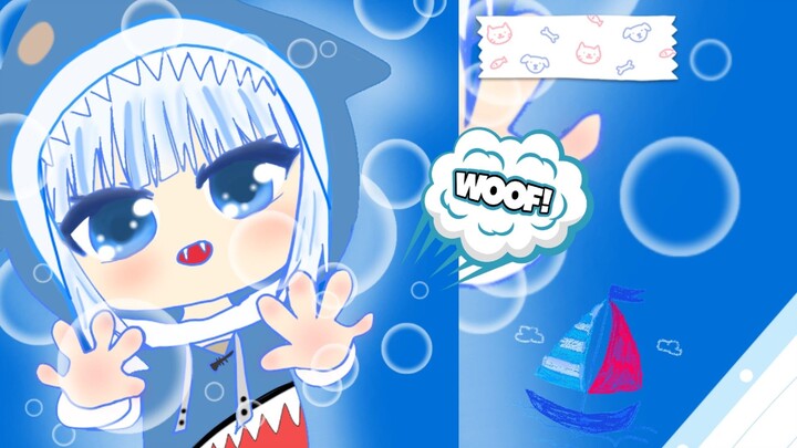 Gawr Gura Drawing Anime versi Chibi