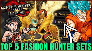 5 INSANE New Layered Armor Sets - Golden Glory & Goku - Monster Hunter Rise Sunbreak! (Fashion Hunt)