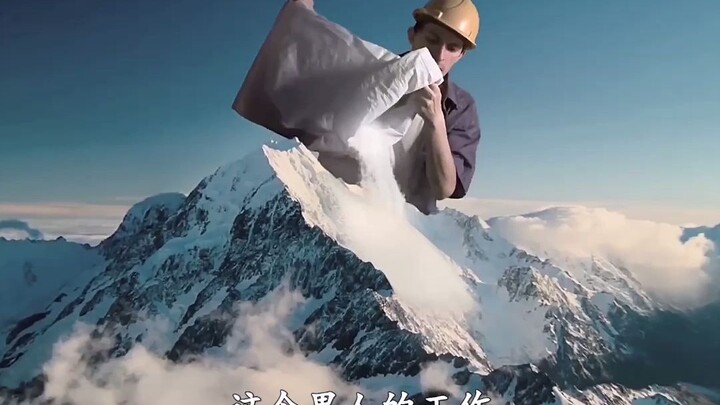 Người khổng lồ đổ tuyết lên núi, tự tạo ra một ngọn núi tuyết nhân tạo – phim khoa học viễn tưởng hà