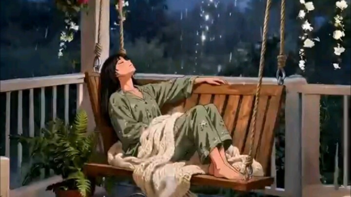 “A Peaceful Rainy Evening 🌧️✨ | Cozy Swing & Warm Tea”