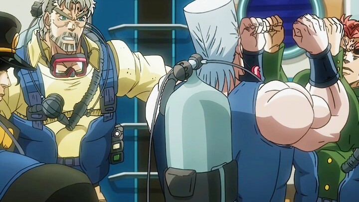 This is definitely a famous scene from JOJO, Star Platinum actually beat himself into a pig's head!