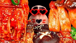 [Real Mouth] Nấm sốt cay Hàn Quốc thơm, giòn, cay tê lưỡi #asmr #mukbang