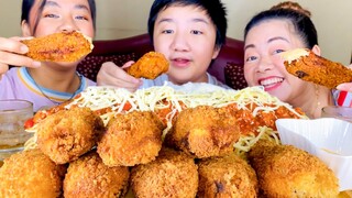 FILIPINO-STYLE SPAGHETTI & SUPER CRUNCHY FRIED CHICKEN MUKBANG PH