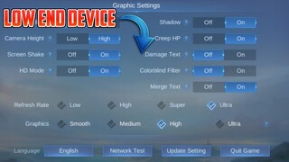 NEW BEST SETTINGS FOR LOW END DEVICES MOBILE LEGENDS | FIX HANG, LAG...