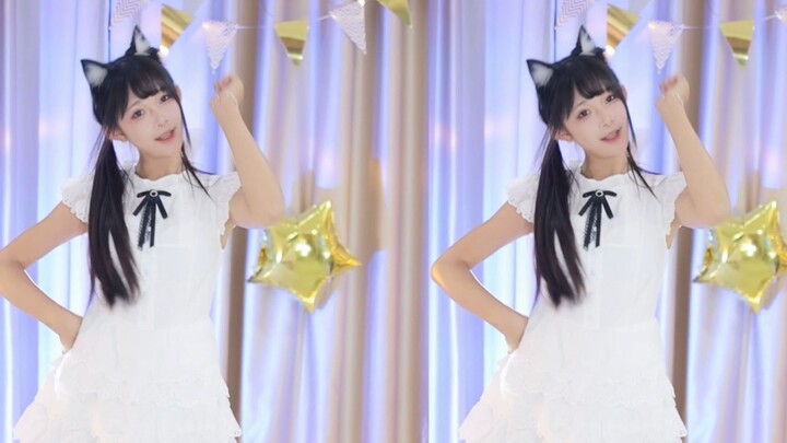 【鱼子酱】《这么可爱真是抱歉》白色连衣裙套装 直播跳舞录屏