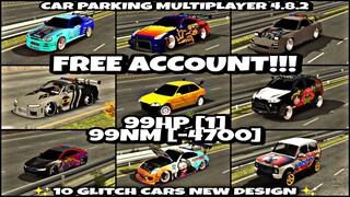 || Free Account Giveaway || 10 Glitch Cars New Design || Car Parking Multiplayer 4.8.2