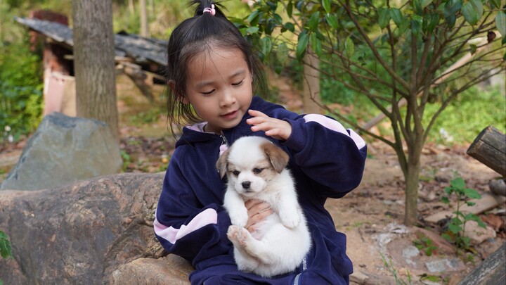 Hu Weiru: On Labor Day, I took Xiaobai to the field to water the vegetables.