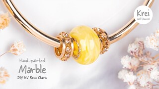 【UVレジン高難易度の製作】DIY手描き大理石模様のブレスレットチャーム High Difficulty UV Resin-DIY Hand-painted Marble Bracelet Charm