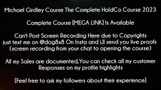 Michael Girdley Course The Complete HoldCo Course 2023 download