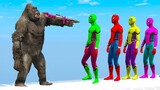 Khoảnh khắc hài hước khỉ đột và người nhện - GTA 5 Crazy Ragdolls Gorilla VS Colors Spiderman