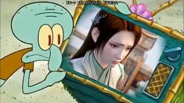 SpongeBob, Squidward, lagi asik nonton malah di ganggu patrick, hahahaha