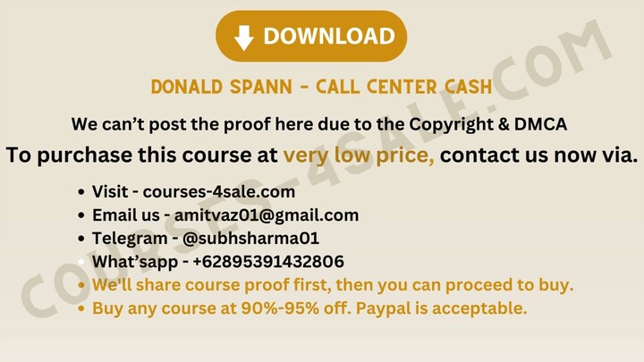 [Course-4sale.com] - Donald Spann – Call Center Cash