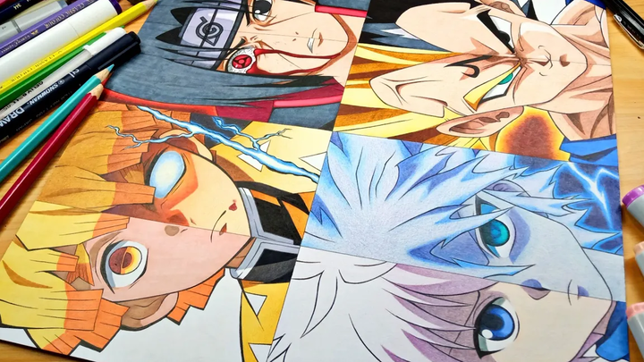 ZENITSU, ITACHI, KILLUA and VEGETA | Anime Drawing