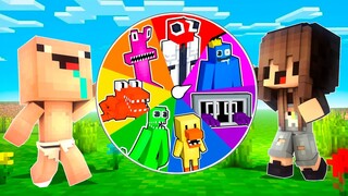 ¡LA RULETA DE LOS RAINBOW FRIENDS! 🎯😱 BEBE NOOB VS LOS ATERRADORES RAINBOW FRIENDS EN MINECRAFT