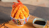 日本网红料理，用9只大虾做成的【天丼】，满足你对天妇罗的所有幻想