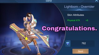 Here's the first winner of Lightborn Chevalier Skin - MLBB