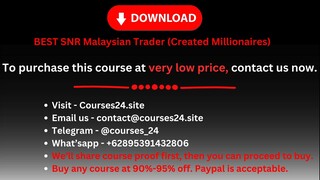 BEST SNR Malaysian Trader (Created Millionaires)