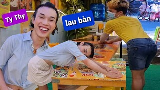 Cười bể bụng Ty Thy lau bàn theo phong cách lạ - Ẩm thực Cha Rồng gỏi đu đủ