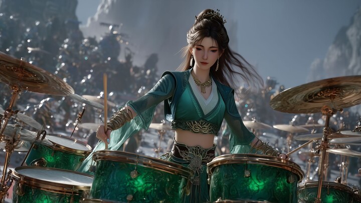 The next to appear is Luo Yun Zong - the band, with lead singer Han Li, drummer Mu Peiling, guzheng,