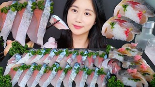 [ONHWA] Delicious mackerel sashimi + mackerel sushi chewing sound! 🌸 Sashimi