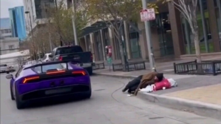 Lamborghini deliberately revs its engine to wake up a homeless person. Is this really okay?