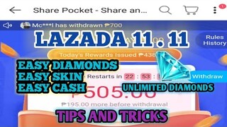 LAZADA 11.11 Event | Easy Cash Easy Skin Easy Diamonds Mobile Legends Tips and Tricks