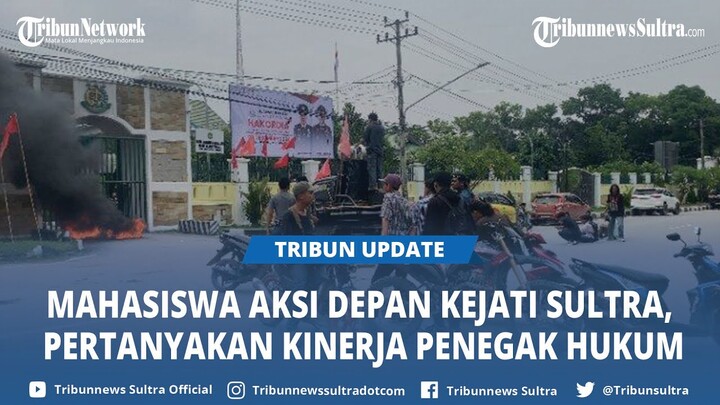 Mahasiswa Aksi di Depan Kejati Sulawesi Tenggara di Hari Anti Korupsi, Bakar Ban dan Blokade Jalan