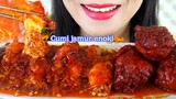 ASMR CUMI JAMUR ENOKI, SPICY FIRE CHICKEN | EATING SOUNDS