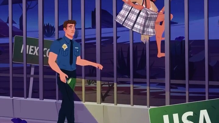 我偷偷翻越边境 正好遇见了巡警