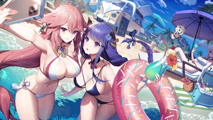 summer! Yae and Shadow~ Let's go to the beach together for a vacation