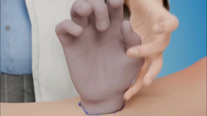 Attach the severed hand to the leg.