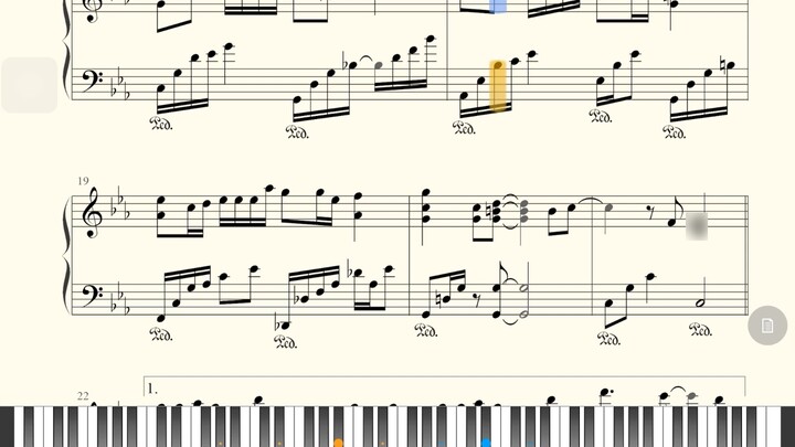 【Piano】Displaced space-time waterfall teaching, with staves